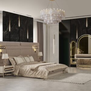 European bedroom set with dresser mirror and wardrobe premium furniture USA