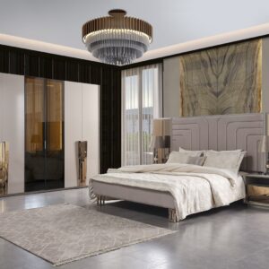 European bedroom set Berlin with dresser mirror and nightstands luxury design