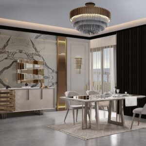 modern European dining set Berlin with table chairs and console luxury design