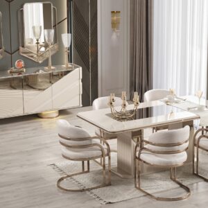 luxury European dining room set Deluxe modern table and chairs Chicago showroom