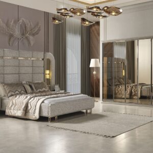luxury European bedroom set Pera modern bed wardrobe dresser Chicago showroom