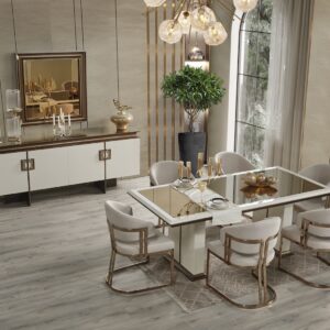 luxury European dining room set Piano modern table chairs console Chicago