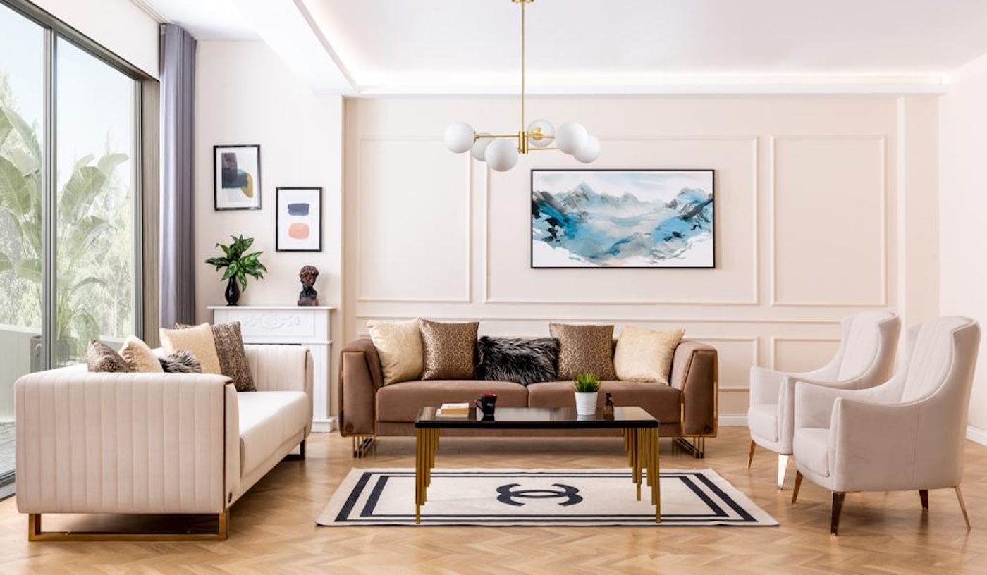 luxury European sofa set Piano modern living room furniture Chicago showroom