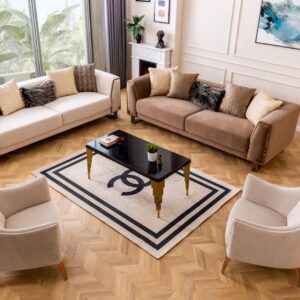 modern Piano sofa set with armchairs contemporary European living room
