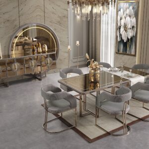 luxury European dining room set Prestij modern table chairs console Chicago showroom