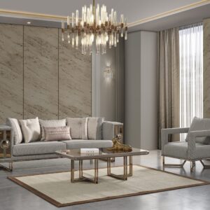luxury Prestij living room set with chester sofa and armchairs elegant design
